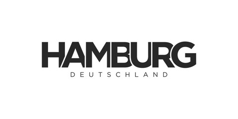 Hamburg featuring the city of Germany as a graphic symbol and text element, set against a white background