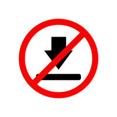  No download vector icon. Forbidden downloading flat sign illustration on white background..eps