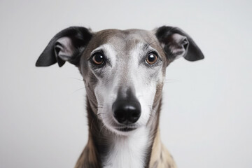 Obraz premium Portrait of Whippet dog isolated on white background. Generative AI