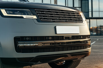 Obraz premium Close-up of the radiator grill of a luxury car