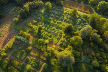 Fototapeta na wymiar Generative ai aerial view of lush tropical jungle forest