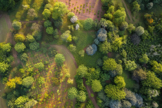 Generative ai aerial view of lush tropical jungle forest