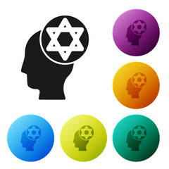 Black Orthodox jewish hat icon isolated on white background. Jewish men in the traditional clothing. Judaism symbols. Set icons in color circle buttons. Vector