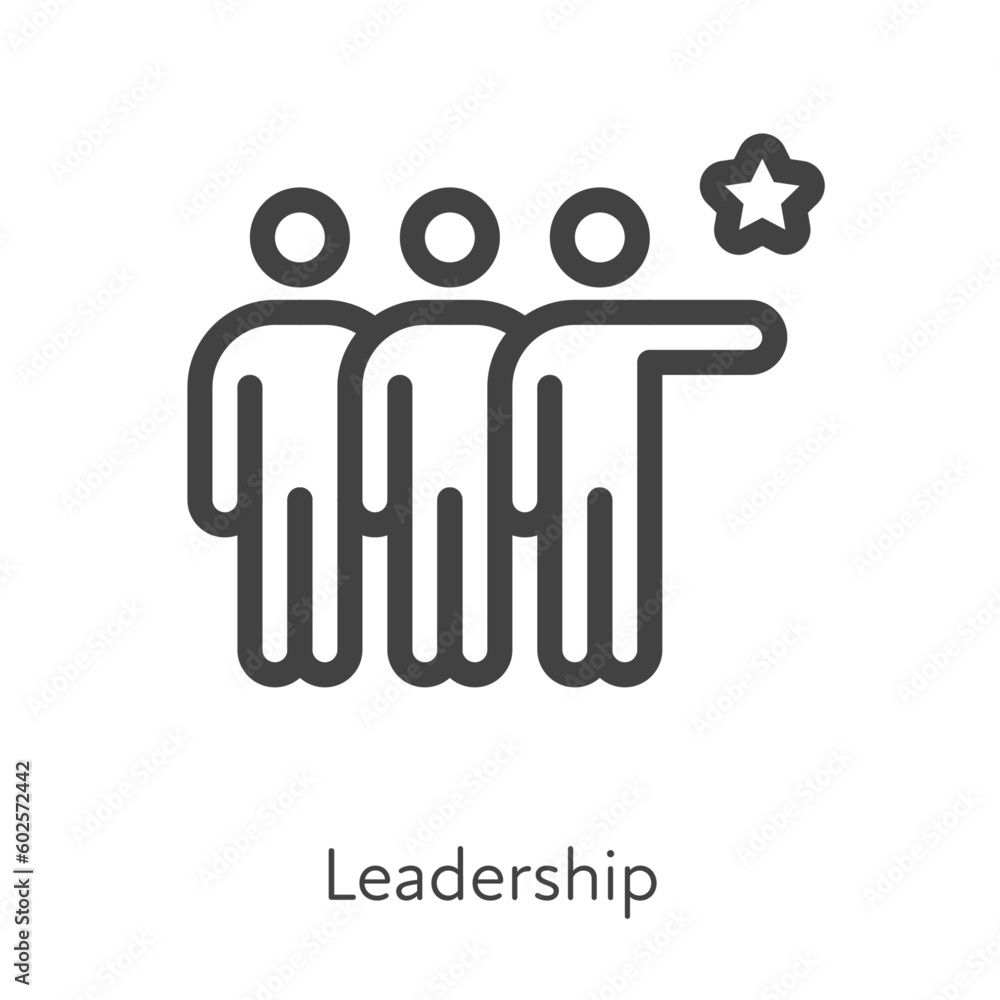 Poster outline style ui icons soft skill for business collection. vector black linear illustration. leaders