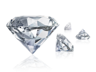 Large Clear Diamond on white background