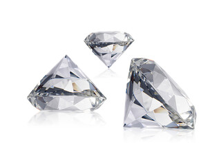 Large Clear Diamond on white background