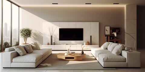 Fototapeta na wymiar Contemporary Stylish Living Room Design AI Generated