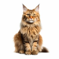 Naklejka premium Red Maine Coon cat isolated on white background 