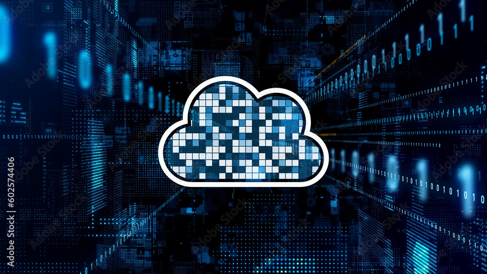 Poster Cloud computing concept. Software as a Service. SaaS. Communication network.