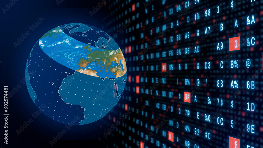 Aufkleber global communication network concept. planet earth in cyberspace.