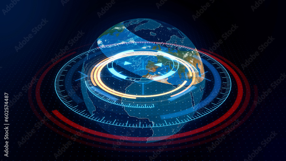 Aufkleber Global communication network concept. Planet earth in cyberspace. Digital transformation.