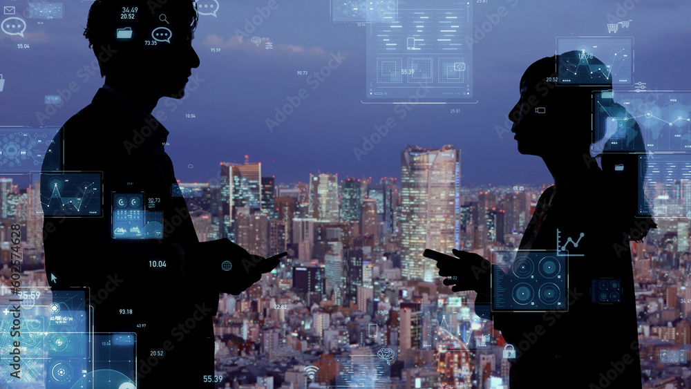 Poster business and technology concept. communication network. data analysis. management strategy. digital 