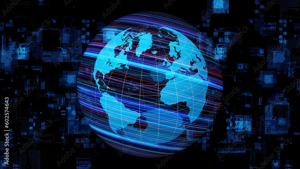 Poster Global communication network concept. Digital transformation.
