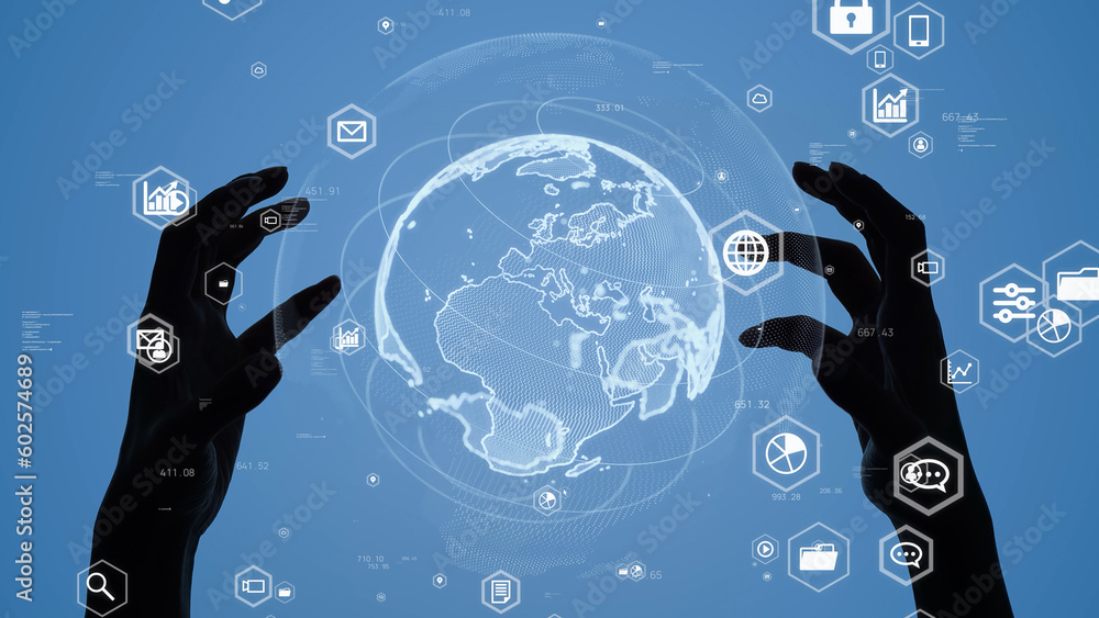 Aufkleber global communication network concept. digital transformation.