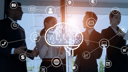 AI (Artificial Intelligence) concept. Communication network.