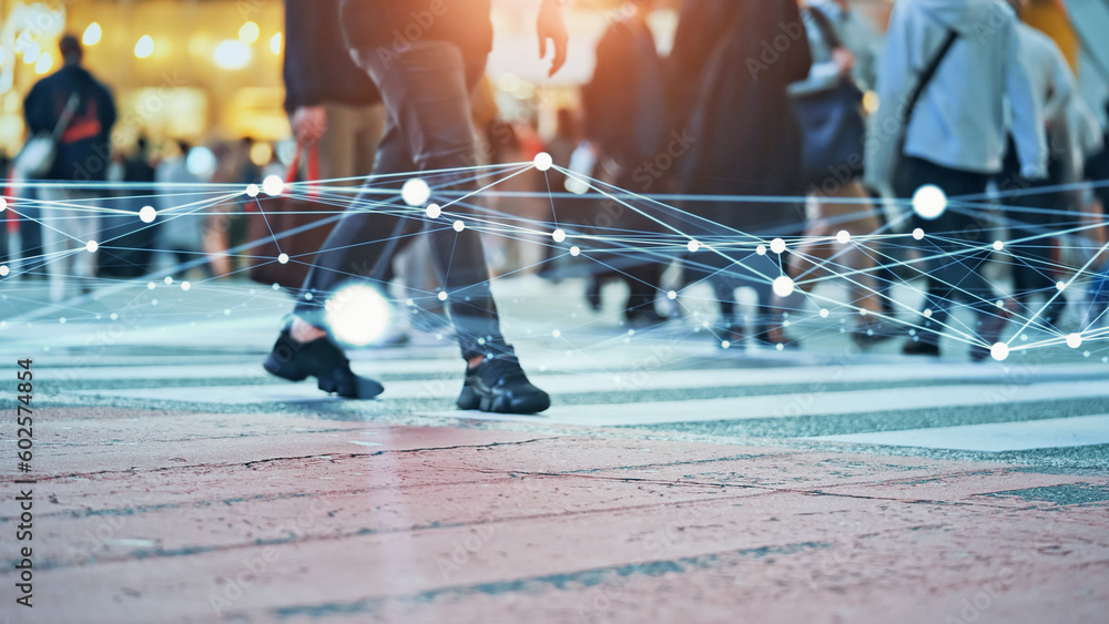 Poster Crowd and network concept. Communication technology.