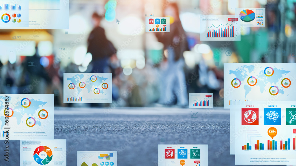 Poster crowd and documents concept. communication technology.