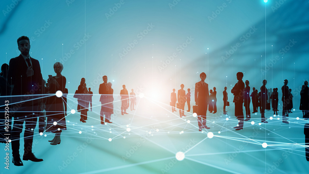 Poster business and technology concept. communication network. data analysis. management strategy. digital 