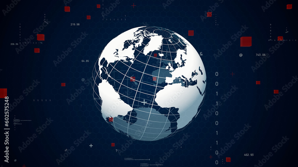 Poster Global communication network concept. Digital transformation.