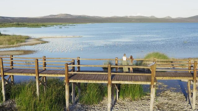 Wooden walkways in reeds, Vransko jezero (Vrana Lake) in Croatia