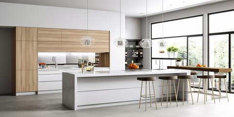 Sleek Modern Kitchen Interior Design AI Generated