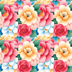 Floral shape watercolor seamless pattern.