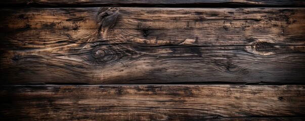 Obraz na płótnie Canvas Wide banner with copy space, texture of old boards detailed brushed oak wood as background with artistic design. AI generative