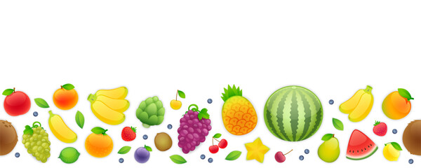 Seamless Horizontal Pattern with Fruits
