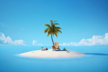 Fototapeta na wymiar Tropical island paradise with a relaxing beach chair. Generative ai