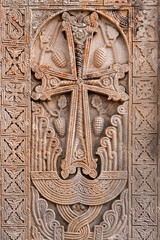 Medieval khachkar in Tsakhats Kar monastery. Vayots Dzor Province, Armenia.