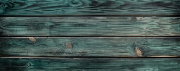Wide banner with copy space, texture of old cyan boards detailed brushed oak wood as background with artistic design. AI generative