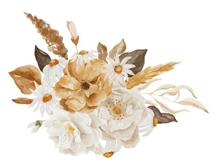 watercolour flower bouquet composition clipart wall art wedding circle poster invitation sunflower 