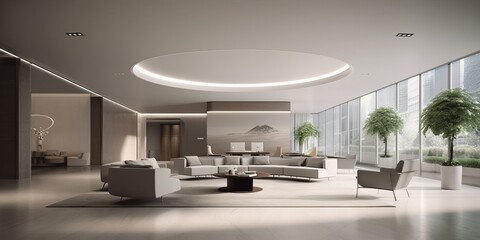 Elegant Modern Lobby Interior Design AI Generated Generative AI