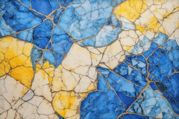 Blue and Yellow Cracked Marble Texture, Yellow and Teal Stone Granite Background Wallpaper