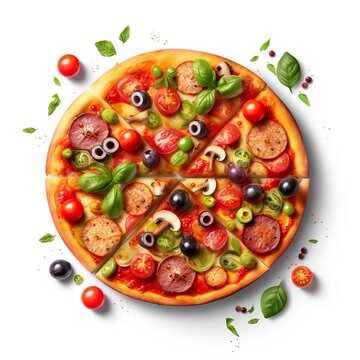 pizza with tomatoes artificial intelligent concept, created by AI