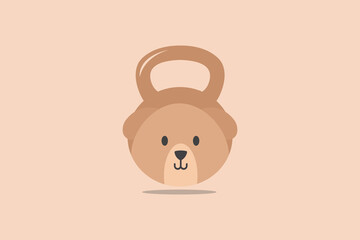 Cute Dogs Kettle Bell Fitness GYM Logo design template element vector