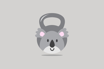 Cute Koala Kettle Bell Fitness GYM Logo design template element vector