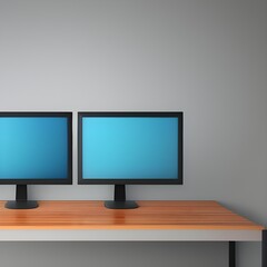 3d minimal desktop, blank screen for edit, clean, empty, office, AI generated