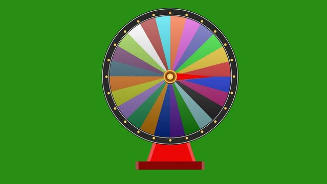 Colour wheel of fortune rotation on chroma key background 4k video