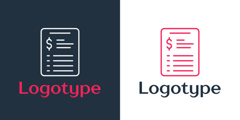 Logotype line Grooming salon price list icon isolated on white background. Logo design template element. Vector