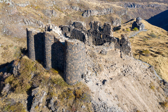 Amberd fortress on sunny autumn day. Aragatsotn Province, Armenia.