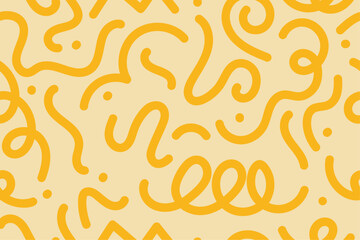 Retro 80's - 90's memphis seamless pattern with hand drawn doodle lines. Vector illustration.