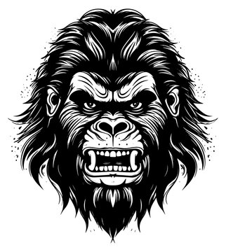 angry gorilla head tattoo illustration, angry gorilla head vector illustration, angry gorilla head mascot logo illustration