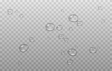 Vector drops of water. Drops png. Drops on the surface, on the glass png. Drops after rain. Condensation on the surface, on the glass.