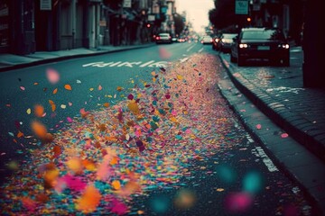 Colorful confetti on the street
