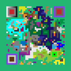 Multicolor vector background, banner. Fantasy on the theme of QR code.	