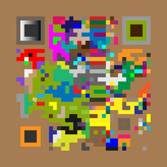 Multicolor vector background, banner. Fantasy on the theme of QR code.	