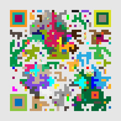 Multicolor vector background, banner. Fantasy on the theme of QR code.	