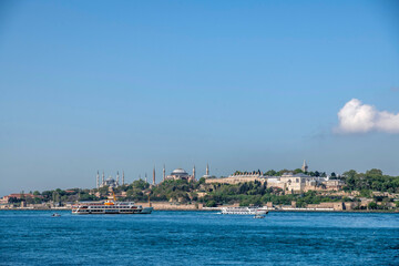 Fototapeta premium View from the Maiden's Tower. Historical Peninsula and Historical Mosques