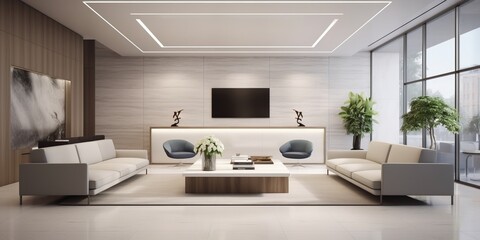 Naklejka na ściany i meble Elegant Modern Lobby Interior Design AI Generated Generative AI